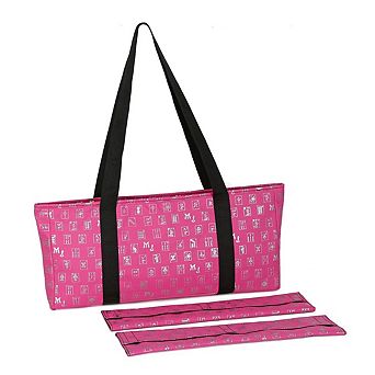 Mah Jongg Fuchsia (Pink) & Silver MJ Designer Logo Soft Replacement Case, includes two matching wrap