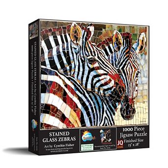Stained Glass Zebras 1000 pc Jigsaw Puzzle