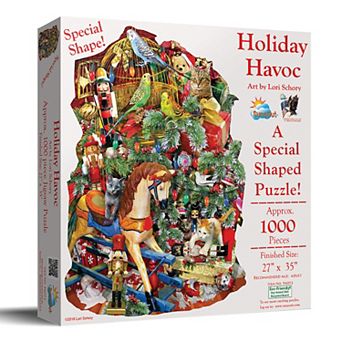 Holiday Havoc Christmas 1000 pc Shaped Jigsaw Puzzle