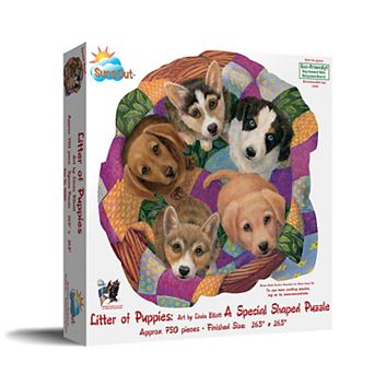 Litter of Puppies 750 pc Special Shape Jigsaw Puzzle