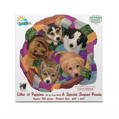 Litter of Puppies 750 piece Special Shape Jigsaw Puzzle