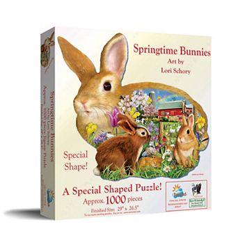 Springtime Bunnies 1000 pc Special Shape Jigsaw Puzzle