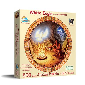 White Eagle 500 pc Round Jigsaw Puzzle