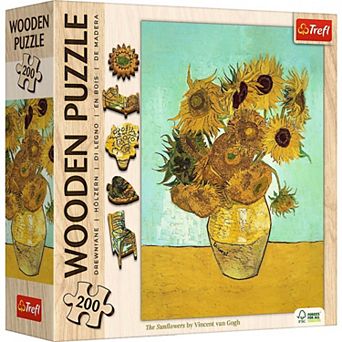 Trefl Wood Craft 200 pc Wooden Puzzle - Sunflowers - Vincent van Gogh