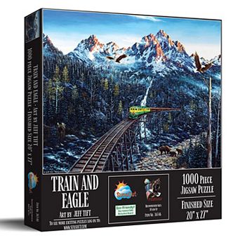 Train and Eagle 1000 pc Jigsaw Puzzle by Jeff Tift Finished Size 20" x 27" MPN# 36546