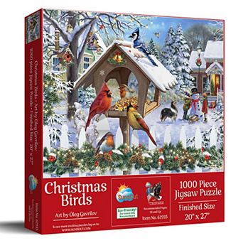 Christmas Birds 1000 pc Jigsaw Puzzle by Oleg Gavrilov Finished Size 20" x 27" MPN# 61935