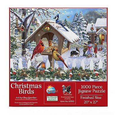 Christmas Birds 1000 piece Jigsaw Puzzle by Oleg Gavrilov Finished Size 20" x 27" MPN# 61935
