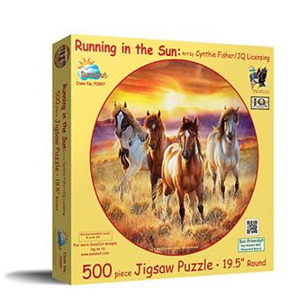 Running in the sun 500 pc Round Jigsaw Puzzle