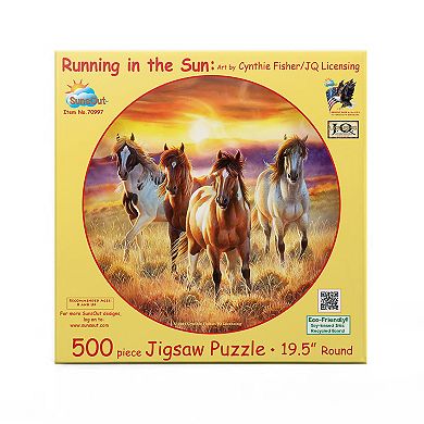 Running in the sun 500 piece Round Jigsaw Puzzle