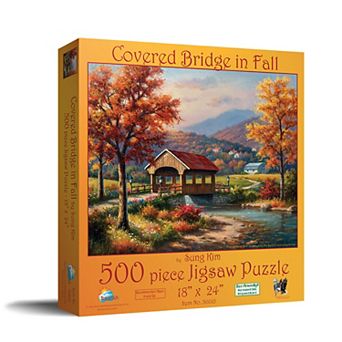 Covered Bridge in Fall 500 pc Jigsaw Puzzle