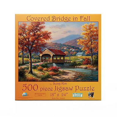 Covered Bridge in Fall 500 piece Jigsaw Puzzle