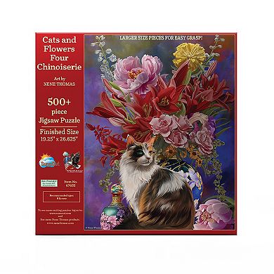 Cats and Flowers Four Chinoiserie 500 piece Large Pieces Jigsaw Puzzle