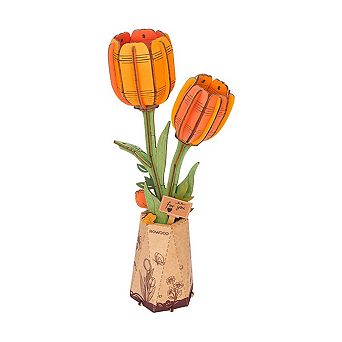 DIY 3D Wood Puzzle Orange Tulip 76 pc