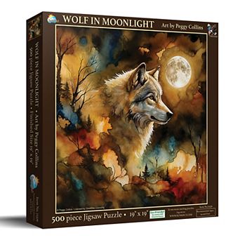 Wolf in Moonlight 500 pc Jigsaw Puzzle for Adults