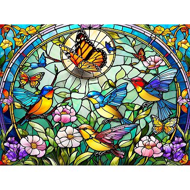 Songbirds and Butterflies Stained Glass 1000 piece Jigsaw Puzzle