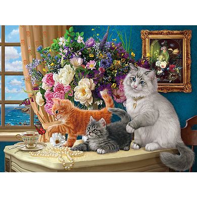 Kittens with flowers 1000 piece Jigsaw Puzzle