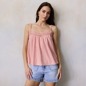 Women's LC Lauren Conrad Lace Trim Knit Tank Top