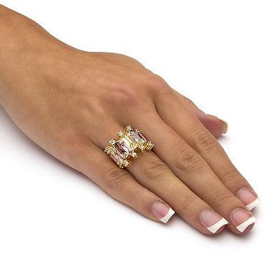 PalmBeach Jewelry 7.44 TCW Emerald-Cut Multicolor Cubic Zirconia Yellow Gold-Plated Ring
