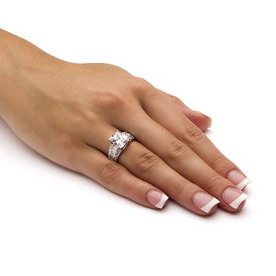 PalmBeach Jewelry 4.95 TCW Emerald-Cut Cubic Zirconia Ring in Platinum-plated Sterling Silver