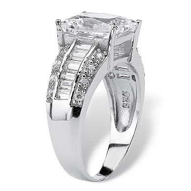 PalmBeach Jewelry 4.95 TCW Emerald-Cut Cubic Zirconia Ring in Platinum-plated Sterling Silver