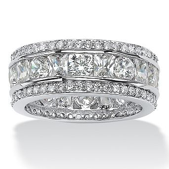 PalmBeach Jewelry 4.66 ct w. Cubic Zirconia Platinum-plated Sterling Silver Eternity Ring