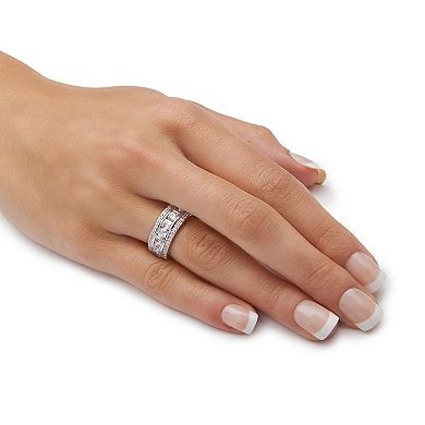 PalmBeach Jewelry 4.66 Cttw. Cubic Zirconia Platinum-plated Sterling Silver Eternity Ring