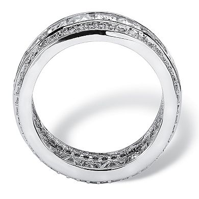 PalmBeach Jewelry 4.66 Cttw. Cubic Zirconia Platinum-plated Sterling Silver Eternity Ring