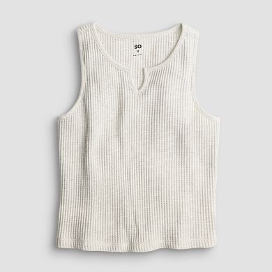 Juniors' SO® V-Neck Waffle Tank Top