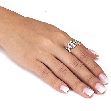 PalmBeach Jewelry 2.95 TCW Round Cubic Zirconia Sterling Silver Link Ring