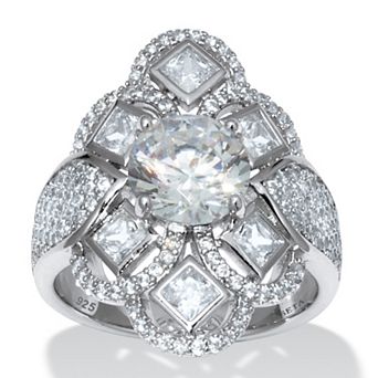 PalmBeach Jewelry 3.61 TCW Round Cubic Zirconia Sterling Silver Vintage-Style Ring