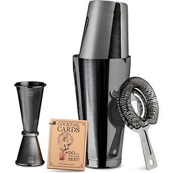 Cocktail Shaker Boston Shaker Set Professional Weighted Martini Shakers, Strainer, & Japanese Jigger