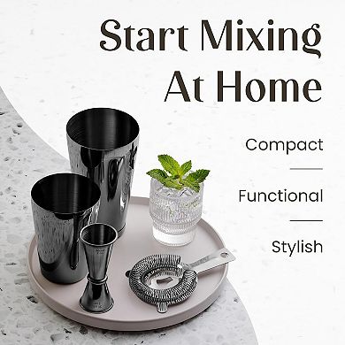 Cocktail Shaker Boston Shaker Set Professional Weighted Martini Shakers, Strainer, & Japanese Jigger