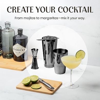 Cocktail Shaker Boston Shaker Set Professional Weighted Martini Shakers, Strainer, & Japanese Jigger