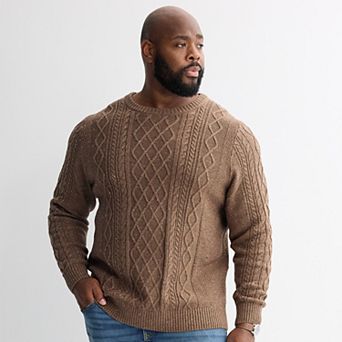 Big & Tall Sonoma Goods For Life® Cable Knit Crewneck Sweater