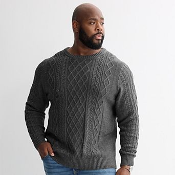 Big & Tall Sonoma Goods For Life® Cable Knit Crewneck Sweater