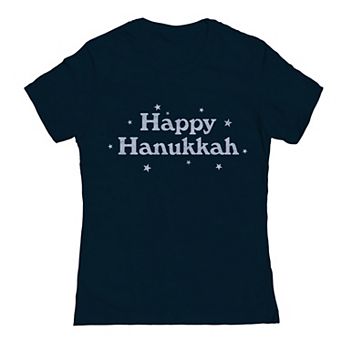 Juniors' Happy Hanukkah Stars Graphic Tee