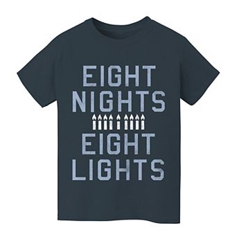 Kids 8-20 Eight Nights Eight Lights Hanukkah Graphic Tee