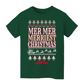Kids 8-20 National Lampoon's Christmas Vacation Mer Mer Merriest Christmas Ugly Sweater Graphic Tee