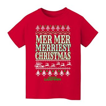 Kids 8-20 National Lampoon's Christmas Vacation Mer Mer Merriest Christmas Ugly Sweater Graphic Tee