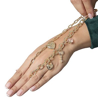 Juicy Couture Charm Bracelet Set with Heart and Key Charms - 7.5''