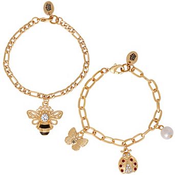 Juicy Couture Gold-Tone Charm Bracelet Duo - Ladybug & Bee