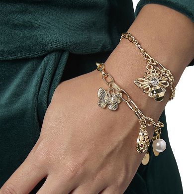 Juicy Couture Gold-Tone Charm Bracelet Duo - Ladybug & Bee