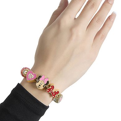 Minnie Mouse Bracelet 7" Gold-Tone Charm Bracelet with 6 Unique Charms
