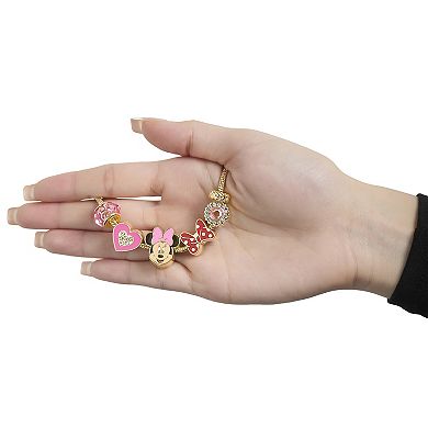 Minnie Mouse Bracelet 7" Gold-Tone Charm Bracelet with 6 Unique Charms