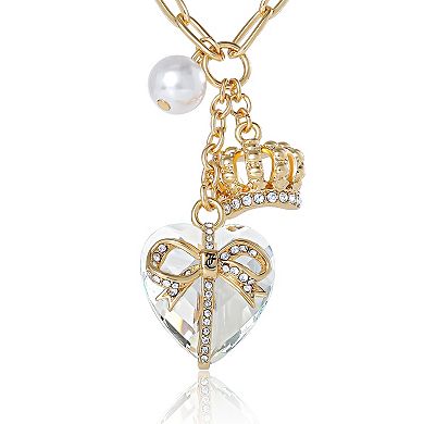 Juicy Couture Double Chain Heart Charm Bracelet, Gold‑Tone