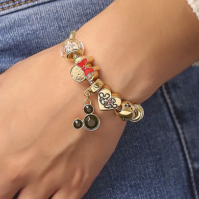 Mickey Mouse and Minnie Mouse Bracelet for Women, 7" Gold-Tone