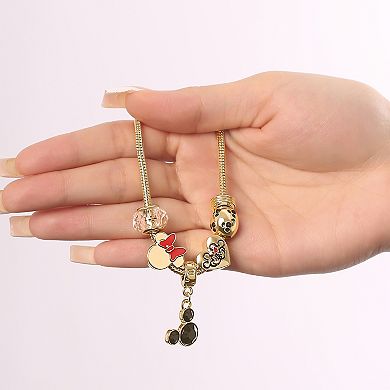 Mickey Mouse and Minnie Mouse Bracelet for Women, 7" Gold-Tone