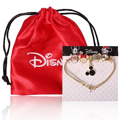 Mickey Mouse and Minnie Mouse Bracelet for Women, 7" Gold-Tone