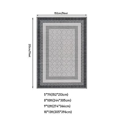 Modern Area Rugs for Bedroom Machine Washable Bordered Rug Non-Slip Stain Resistant Carpet