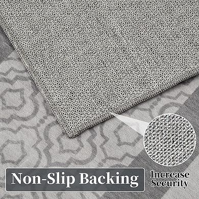 Modern Area Rugs for Bedroom Machine Washable Bordered Rug Non-Slip Stain Resistant Carpet